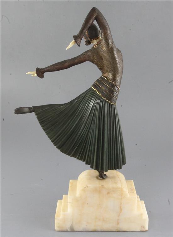 Dimitri Chiparus (1886-1947). An early 20th century French ivory, patinated and cold painted bronze figure La Danseuse Ayouta, height